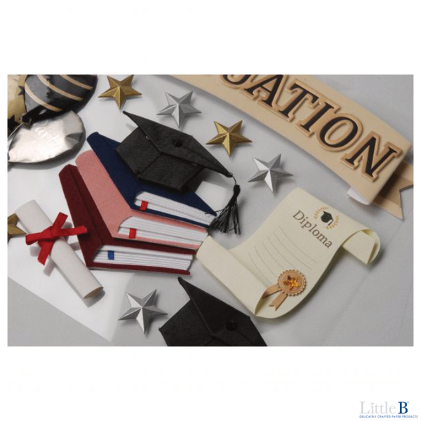 Little B Large 3D Stickers - Graduation - Orchids and Hummingbirds Designs, LLC