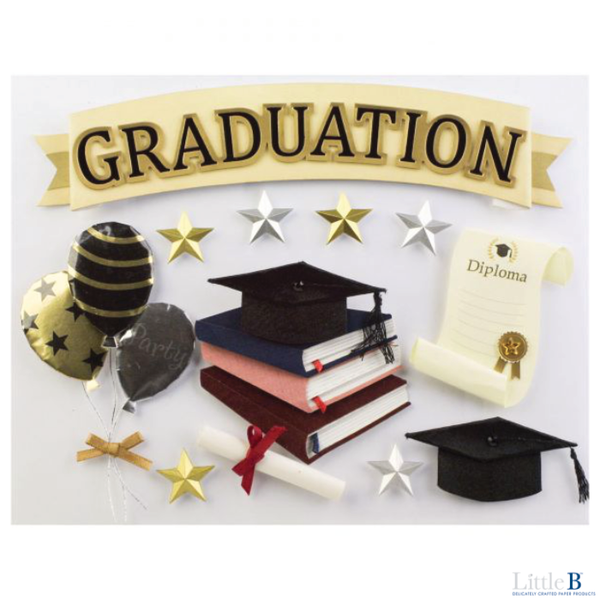 Little B Large 3D Stickers - Graduation - Orchids and Hummingbirds Designs, LLC