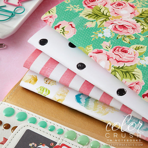 Webster's Pages Color Crush Feather & Stripe Travelers Notebook Inserts - Orchids and Hummingbirds Designs, LLC