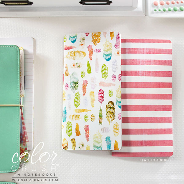 Webster's Pages Color Crush Feather & Stripe Travelers Notebook Inserts - Orchids and Hummingbirds Designs, LLC