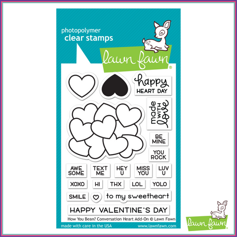 Lawn Fawn How You Bean? Conversation Heart Add-On Stamp Set - Stamps - Lawn Fawn - Orchids and Hummingbirds Designs, LLC