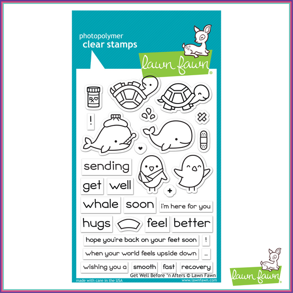 Lawn Fawn Get Well Before 'n Afters Stamp Set - Stamps - Lawn Fawn - Orchids and Hummingbirds Designs, LLC