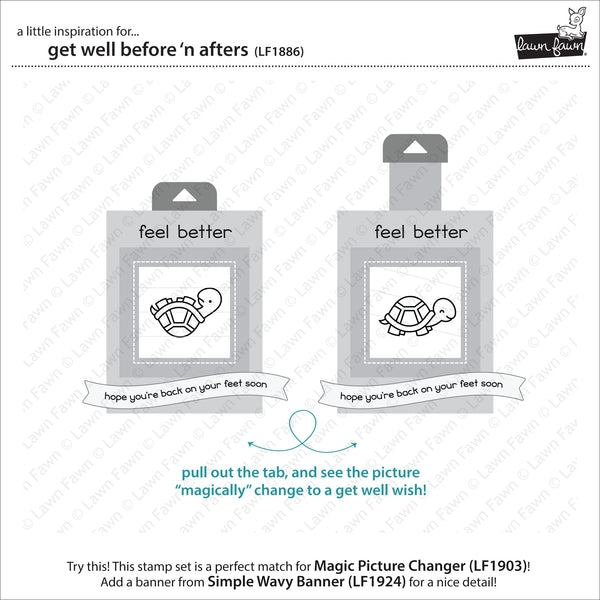Lawn Fawn Get Well Before 'n Afters Stamp Set - Stamps - Lawn Fawn - Orchids and Hummingbirds Designs, LLC