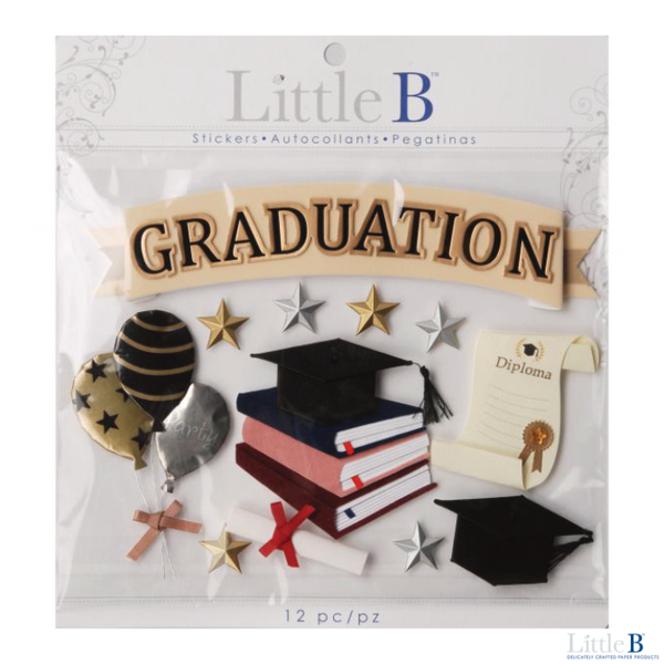 Little B Large 3D Stickers - Graduation - Orchids and Hummingbirds Designs, LLC