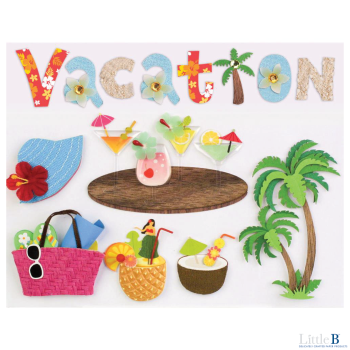 Little B Large 3D Stickers - Vacation - Orchids and Hummingbirds Designs, LLC