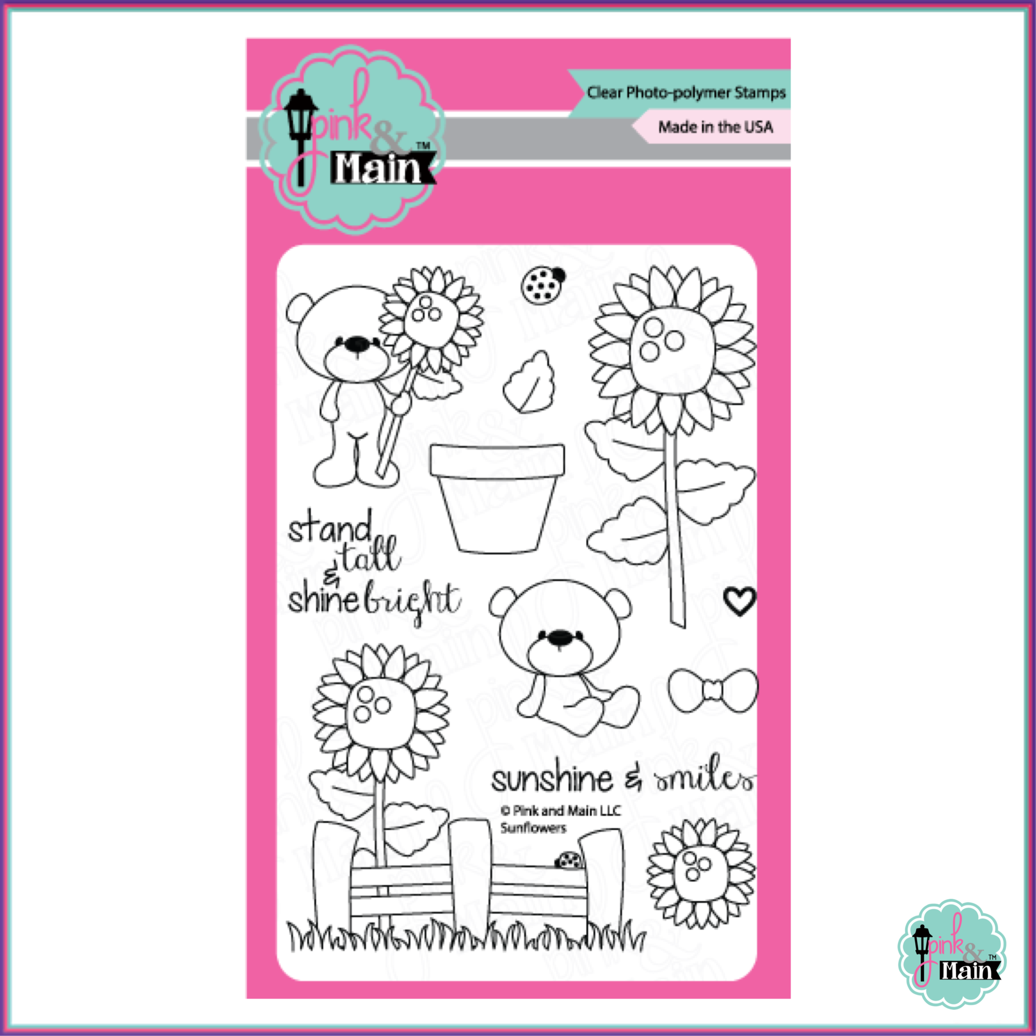 Pink & Main Sunflowers Stamp Set - Stamps - Pink & Main - Orchids and Hummingbirds Designs, LLC