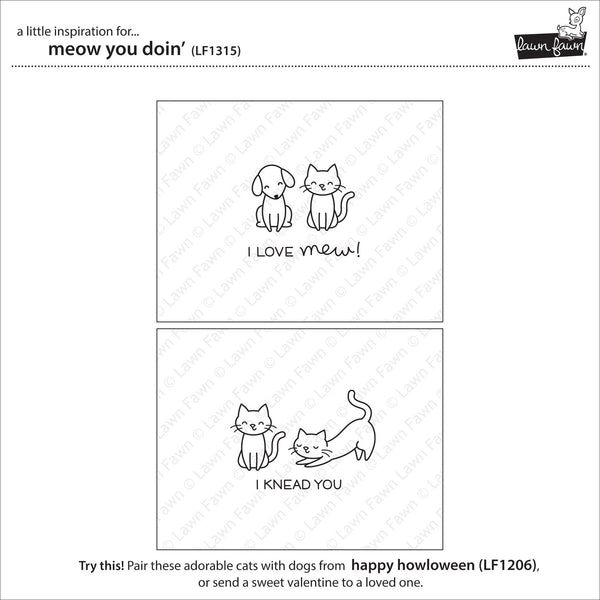 Lawn Fawn Meow You Doin' Stamp Set - Stamps - Lawn Fawn - Orchids and Hummingbirds Designs, LLC