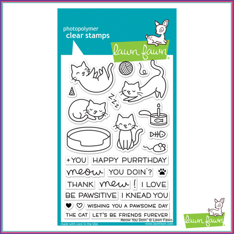Lawn Fawn Meow You Doin' Stamp Set - Stamps - Lawn Fawn - Orchids and Hummingbirds Designs, LLC