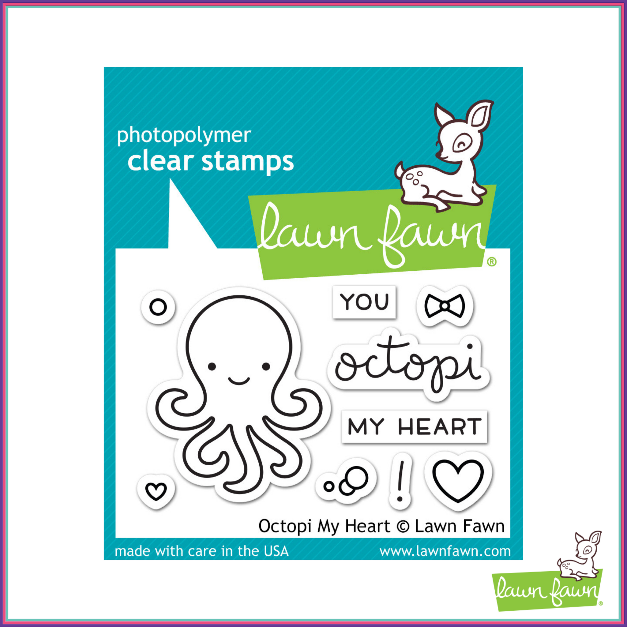 Lawn Fawn Octopi My Heart Stamp Set - Stamps - Lawn Fawn - Orchids and Hummingbirds Designs, LLC