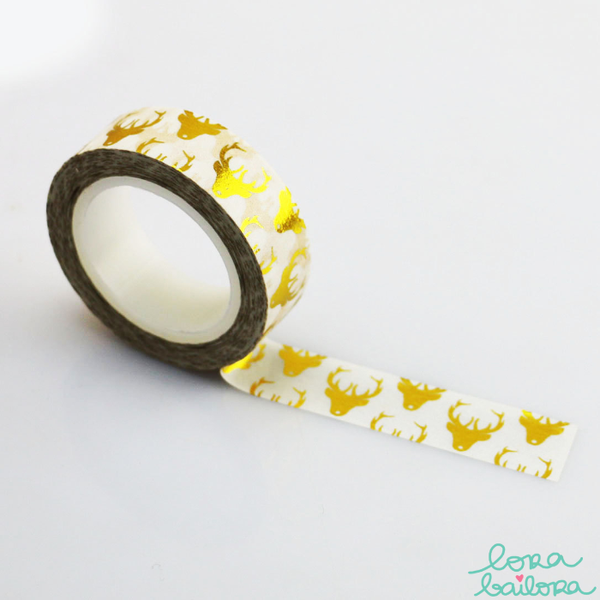 Lora Bailora Renos (Gold Foil) Washi Tape - Orchids and Hummingbirds Designs, LLC