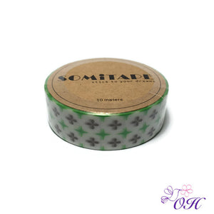 Somitape White, Black and Green Patterned Washi Tape - Orchids and Hummingbirds Designs, LLC