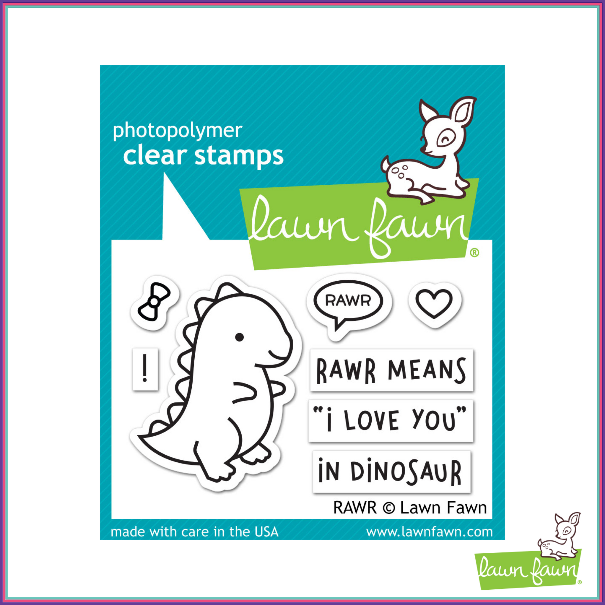 Lawn Fawn RAWR Stamp Set - Stamps - Lawn Fawn - Orchids and Hummingbirds Designs, LLC