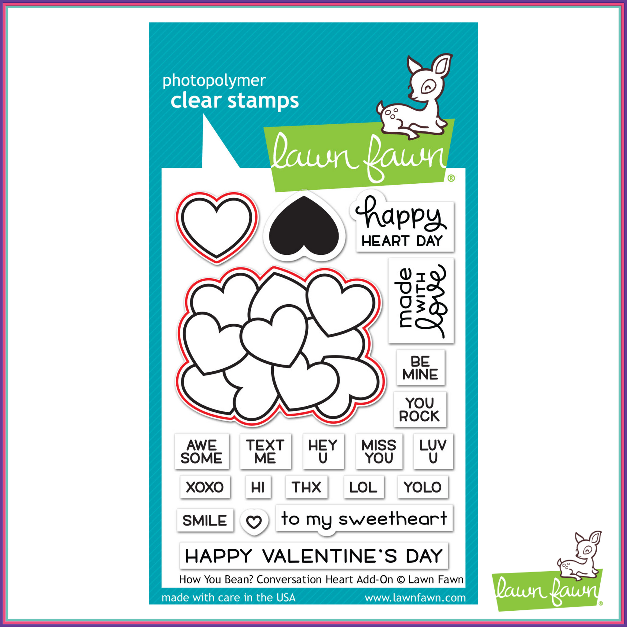 Lawn Fawn How You Bean? Conversation Heart Add-on Lawn Cuts Dies - Dies - Lawn Fawn - Orchids and Hummingbirds Designs, LLC