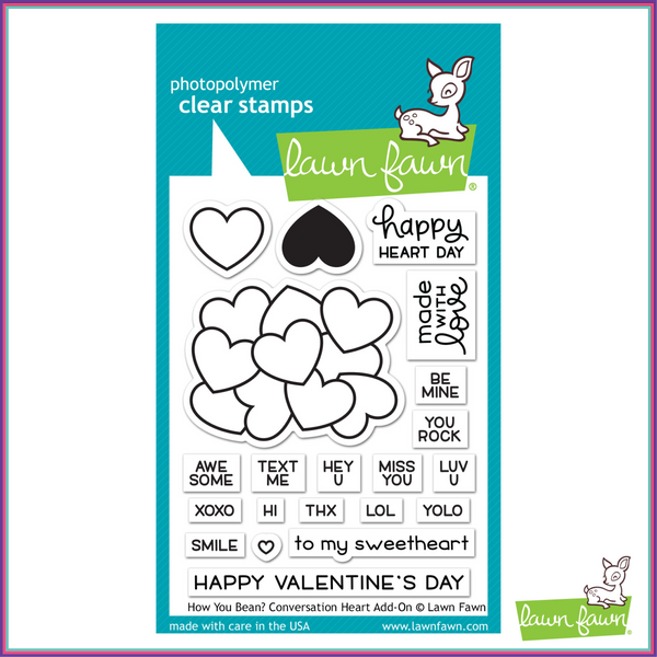 Lawn Fawn How You Bean? Conversation Heart Add-On Stamp Set - Stamps - Lawn Fawn - Orchids and Hummingbirds Designs, LLC