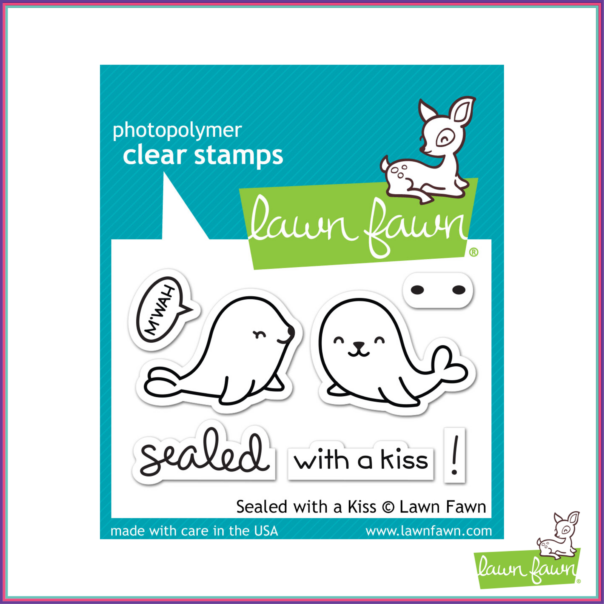 Lawn Fawn Sealed with a Kiss Stamp Set - Stamps - Lawn Fawn - Orchids and Hummingbirds Designs, LLC