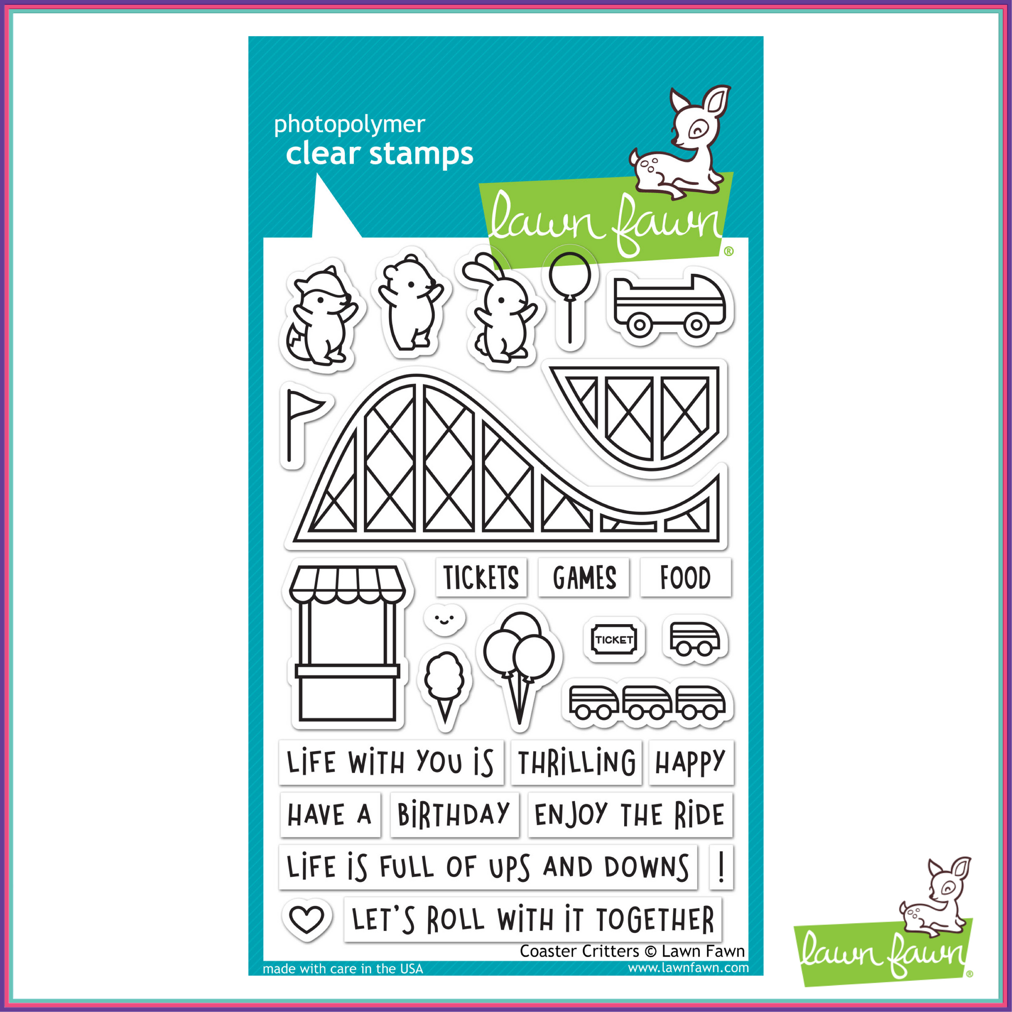 Lawn Fawn Coaster Critters Stamp Set - Stamps - Lawn Fawn - Orchids and Hummingbirds Designs, LLC