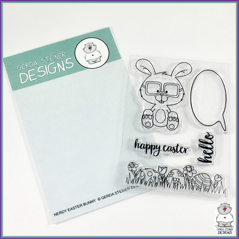 Gerda Steiner Designs Nerdy Easter Bunny 3x4 Clear Stamp Set - Stamps - Gerda Steiner Designs, LLC - Orchids and Hummingbirds Designs, LLC