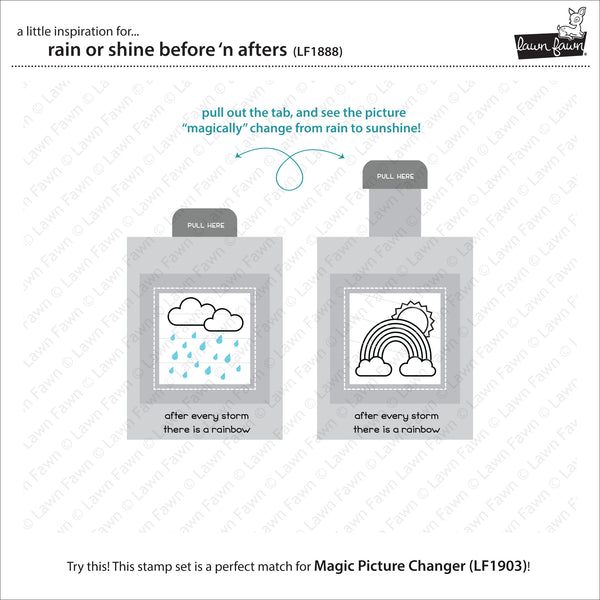 Lawn Fawn Rain or Shine Before 'n Afters Stamp Set - Stamps - Lawn Fawn - Orchids and Hummingbirds Designs, LLC