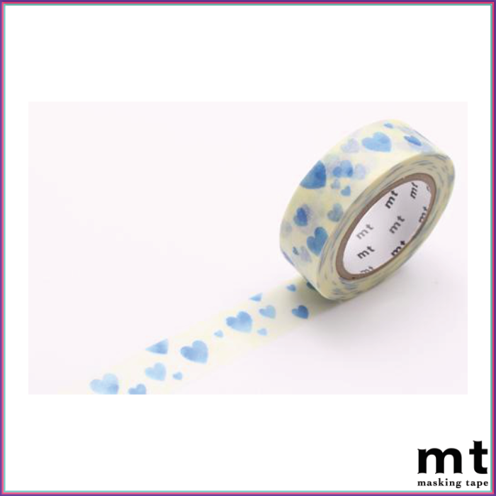 mt Heart Stamp Blue Washi Tape - Washi Tape - mt - Orchids and Hummingbirds Designs, LLC